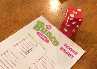 Image of dice and Bunco score card
